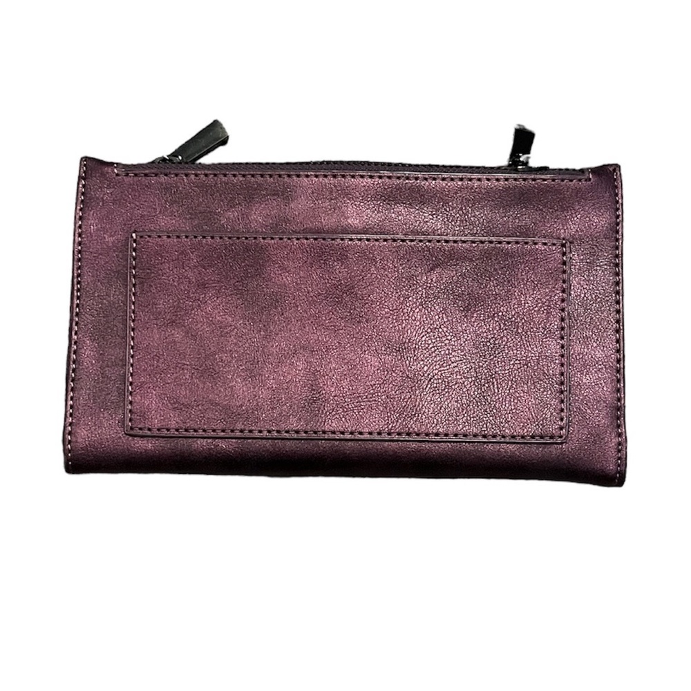NWOT metallic purple leather bifold wallet